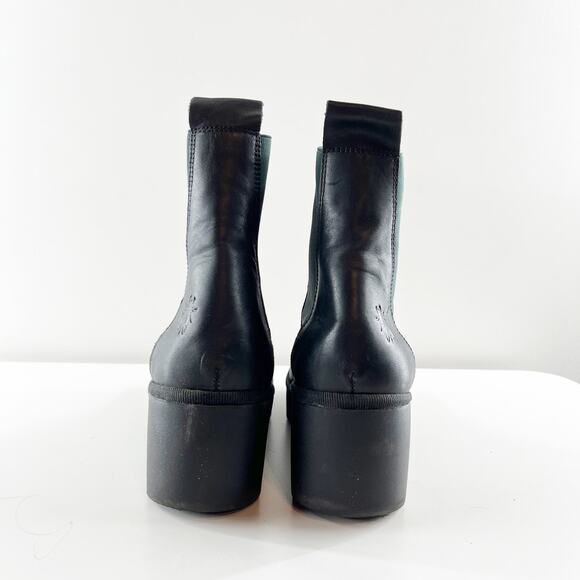 Fly London Leather Arkansas Wedge Pull On Boots Booties Black 10 - Picture 8 of 8